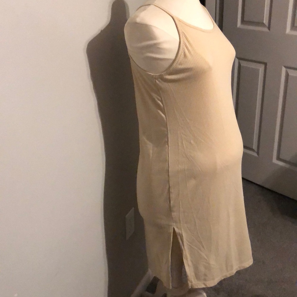 Mom & Co. Tan Spaghetti Strap Maternity Dress